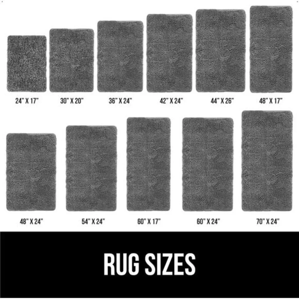 Bath Rug 24x17,Thick Soft Absorbent Chenille,Rubber Backing Quick Dry Microfiber